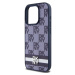 DKNY PU Leather Checkered Pattern and Stripe kryt iPhone 15 Pro modrý