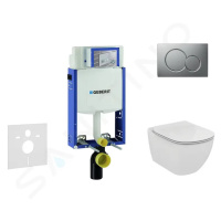 GEBERIT Kombifix Modul pro závěsné WC s tlačítkem Sigma01, matný chrom + Ideal Standard Tesi WC 