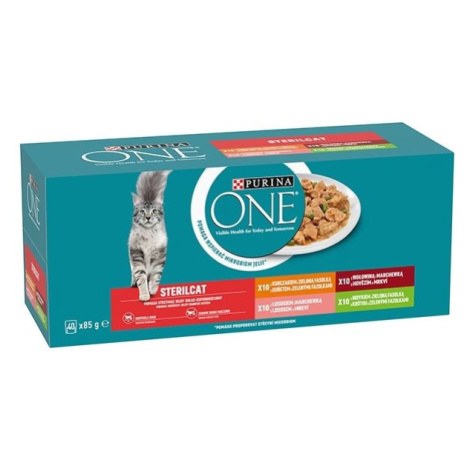 Purina One Sterilcat kuře, krůta, hovězí, losos 40 x 85 g