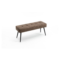 Estila Designová šedě hnědá lavice Soreli s moderním lineárně prošívaným čalouněním 100 cm
