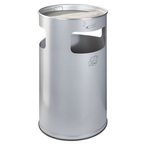 VAR Kombinovaný popelník, objem 69 l, v x Ø 760 x 420 mm, ocel, stříbrná