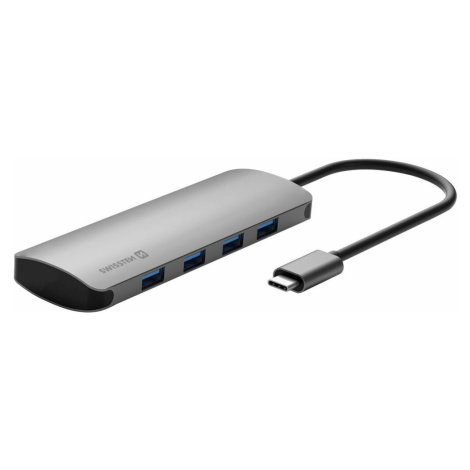 SWISSTEN USB-C HUB 4v1 4x USB 3.0 hliník šedý