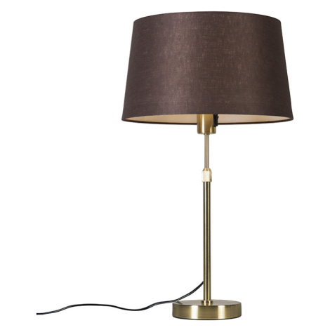 Stolní lampa zlatá / mosaz s hnědým odstínem nastavitelná 35 cm - Parte QAZQA