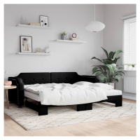 vidaXL Válenda s přistýlkou a matracemi černá 90 x 190 cm textil