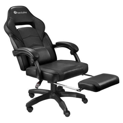 tectake 404740 herní kancelářská židle comodo s podnožkou - černá/černá - černá/černá
