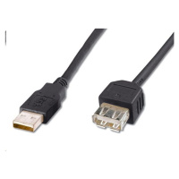 PremiumCord USB 2.0 kabel prodlužovací, A-A, 5m černá