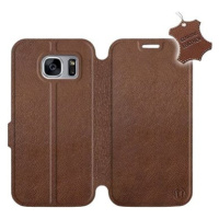 Flip pouzdro na mobil Samsung Galaxy S7 Edge - Hnědé - kožené - Brown Leather