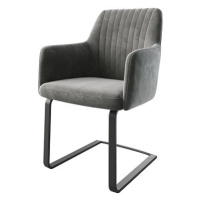 DELIFE Jídelní židle Greg-Flex šedý samet konzolová podnož plochá černá