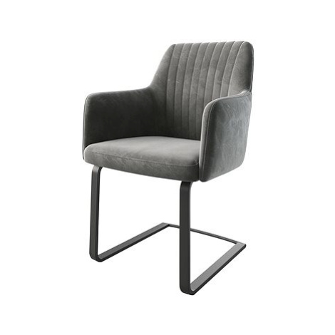 DELIFE Jídelní židle Greg-Flex šedý samet konzolová podnož plochá černá