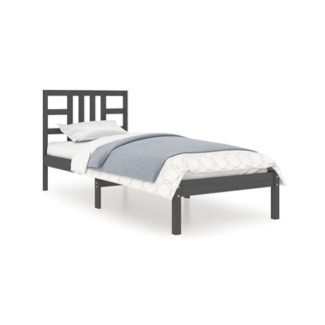 Rám postele šedý masivní dřevo 100 × 200 cm, 3105397 SHUMEE