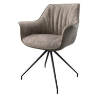 DELIFE Otočná židle Keila-Flex s područkou taupe vintage křížová podnož zaoblená otočná černá