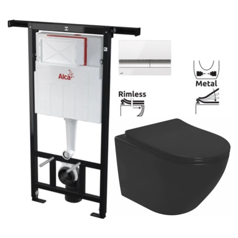 ALCADRAIN Jádromodul předstěnový instalační systém s bílým/ chrom tlačítkem M1720-1 + WC REA CAR