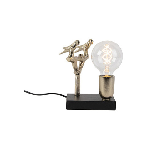 Art deco stolní lampa černá se zlatem 18,5 cm - Pajaro QAZQA