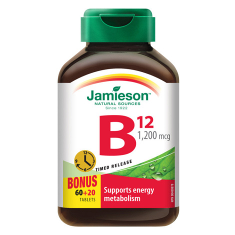 Jamieson Vitamín B12 methylkobalamin 1200μg s postupným uvolňováním 80 tablet