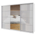Šatní skříň NEJBY BARNABA 280 cm s posuvnými dveřmi, zrcadlem,4 šuplíky a 2 šatními tyčemi,bílý 