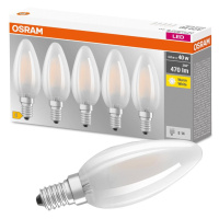 5PAK LED žárovka LED E14 B35 4W = 40W 470lm 2700K Teplá 300° Filament OSRAM