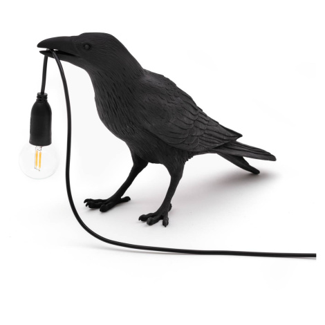 SELETTI LED deko stolní lampa Bird Lamp, čekající, černá