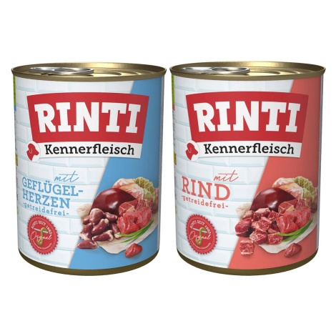 Rinti Kennerfleisch mix hovězí maso a drůbeží srdce 24× 800 g