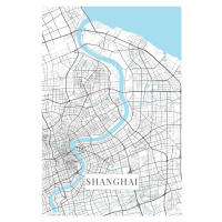 Mapa Šanghaj white, (26.7 x 40 cm)