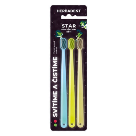 Herbadent STAR Dětský svítící zubní kartáček, velmi jemné vlákno, 3 ks