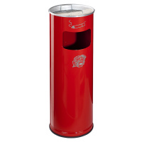 VAR Kombinovaný popelník, objem 17 l, v x Ø 660 x 230 mm, ocel, ohnivě červená