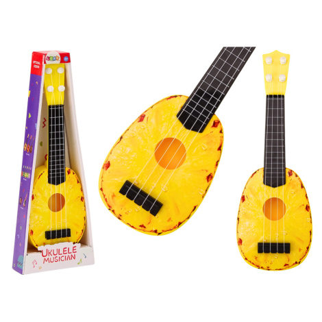 mamido  Dětské ukulele mini kytara 4 struny ananasový motiv žlutá 15″