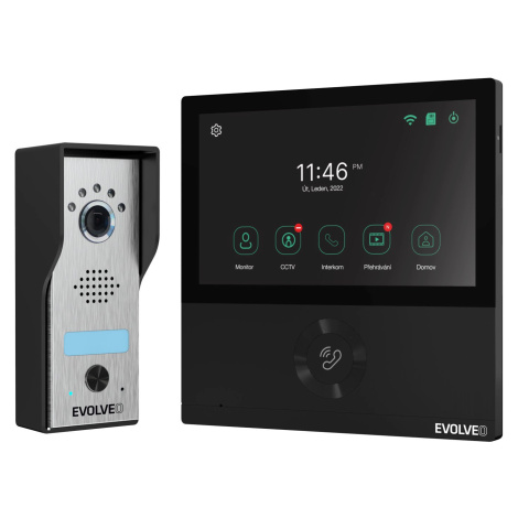 EVOLVEO DoorPhone AHD7, Sada domácího WiFi videotelefonu s ovládáním brány nebo dveří černý moni