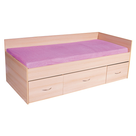 Lermo Zvýšená postel z lamina GAMA s úložným prostorem Rozměr: 90x200 cm, Dekor: buk iconic