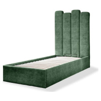 Zelená čalouněná jednolůžková postel s úložným prostorem s roštem 90x200 cm Dreamy Aurora – Miuf