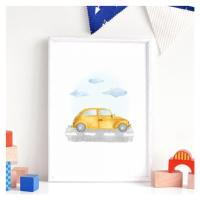 Dětský plakát s motivem malého žlutého auta do dětského pokoje