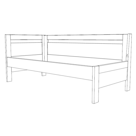 Postel BMB Tina s vysokým levým čelem - Masivní Buk Rozměr: 140x200 cm, Provedení rohů: Rovné, M