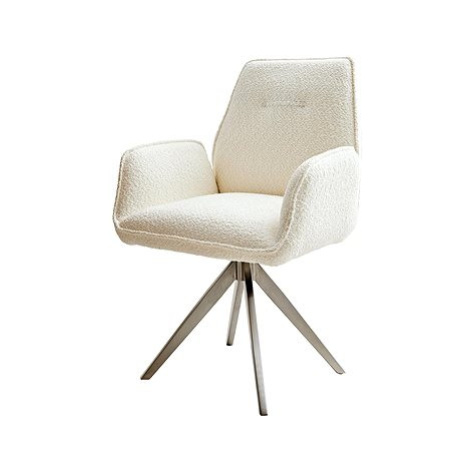 DELIFE Otočná židle Zoa-Flex křížová podnož zaoblená otočná nerezová ocel bouclé bílý