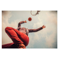 Umělecká fotografie Young Woman playing at Basket, VladGans, (40 x 26.7 cm)