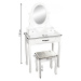 Toaletní stolek s taburetem, bílá / stříbrná, linet new