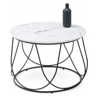 Konferenční stolek NUBIRA – MDF, ocel, dekor mramor, černá / bílá