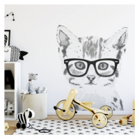 Yokodesign Samolepka na zeď - kočka v brýlích Velikost: M, Barva brýlí: černá