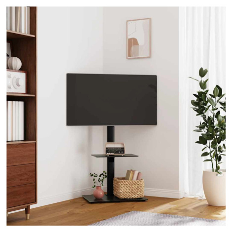 vidaXL Rohový TV stojan 2patrový pro 32–65 palců černý