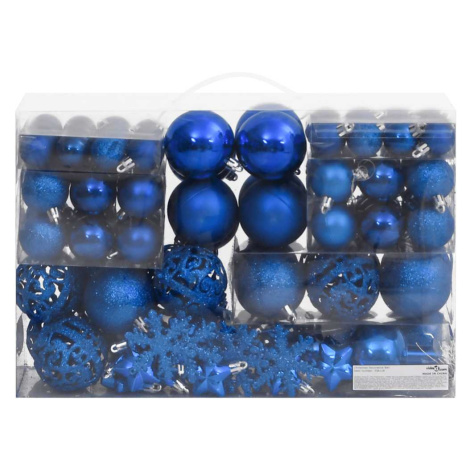 vidaXL 111dílná sada vánočních ozdob modrá polystyren