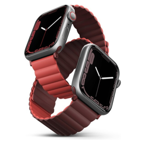 UNIQ Revix oboustranný řemínek pro Apple Watch 42/41/40/38mm Burgundy (kaštanový/korálový)