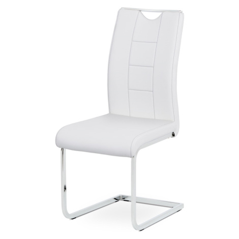 Jídelní židle BURLAT, bílá/chrom Autronic