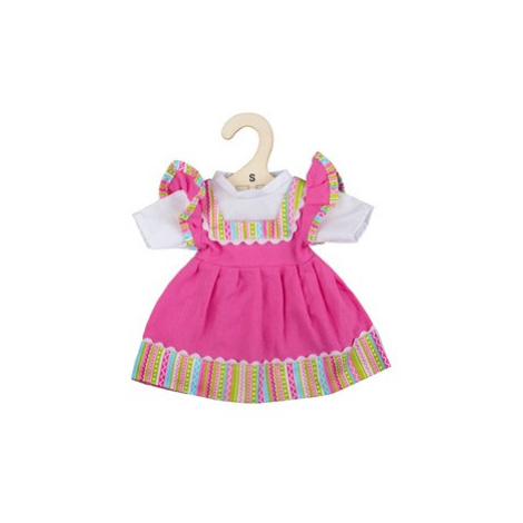 Bigjigs Toys Růžové šaty s pruhovaným lemováním pro panenku 28 cm
