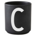 Černý porcelánový hrnek Design Letters Alphabet C, 250 ml