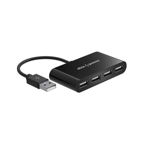 AlzaPower USB hub USB-A (M) na 4× USB-A 2.0 (F) černý