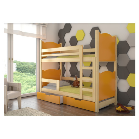 ArtAdrk Dětská patrová postel MARABA Barva: borovice / oranžová