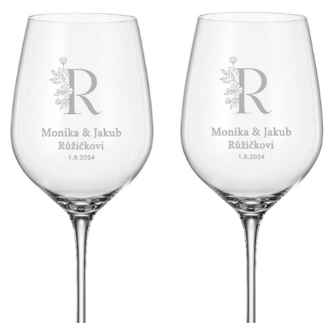 Dekorant Svatební sklenice na bílé víno NOVOMANŽELÉ 480 ml 2KS