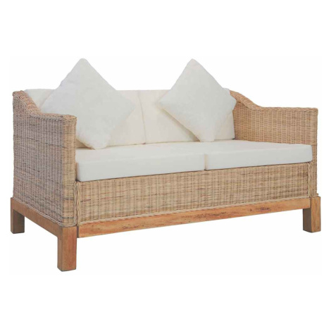 vidaXL 2místná pohovka s poduškami přírodní ratan