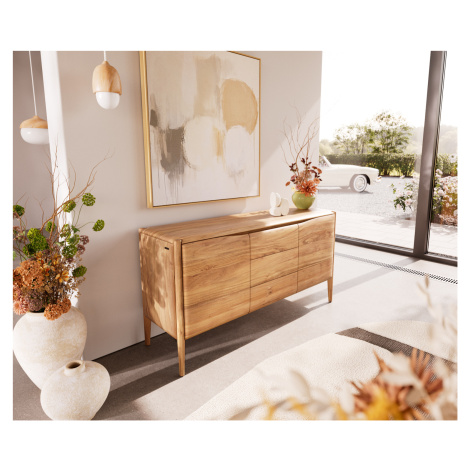 DELIFE Komoda Simcha 145 cm akácie přírodní 2 dvířka 3 zásuvky