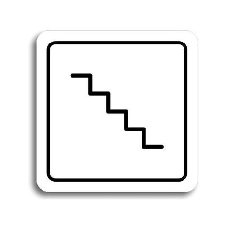 Accept Piktogram "schodiště" (80 × 80 mm) (bílá tabulka - černý tisk)