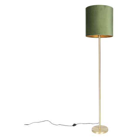 Botanická stojací lampa mosaz se zeleným odstínem 40 cm - Simplo QAZQA