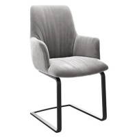 DELIFE Jídelní židle Willa-Flex s područkou konzolová podnož plochá černá samet šedý